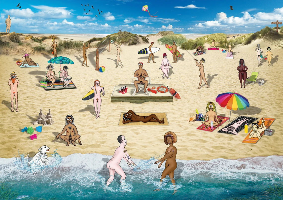 Naturist cartoon — Nudebeach