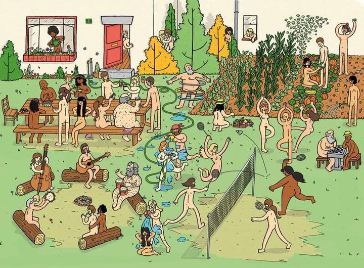 Naturist cartoon — Nude Day