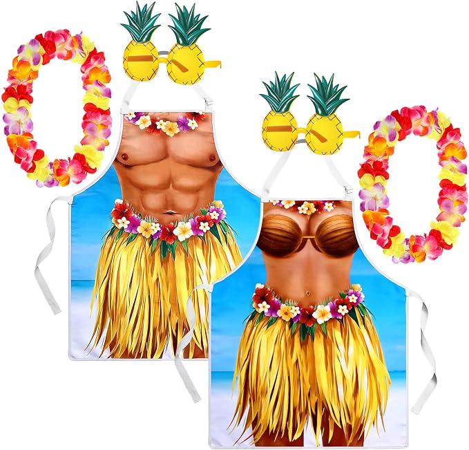 funny bikini and grass skirt apron